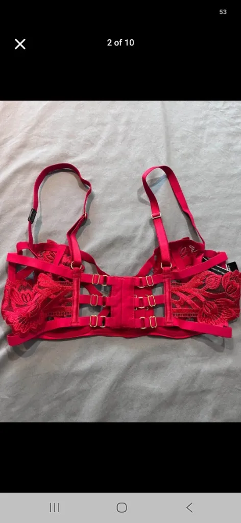 Victoria's Secret Balconette Red Strappy Cage Bra - Image 2