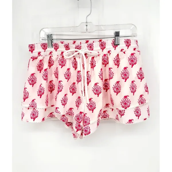 Roller‎ Rabbit Target Ruffle Floral Shorts Women L Pink Drawstring Boho Beach - Image 6