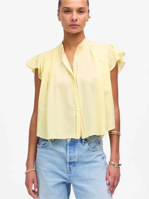 Madewell Flutter Sleeve Button Up Top - Image 6