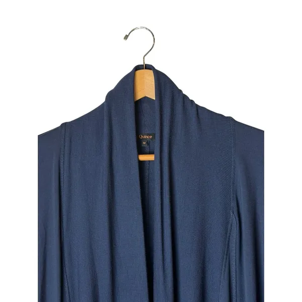 Quince French Terry Modal Cardigan Women Medium Navy Thumbholes Open Front - Image 4