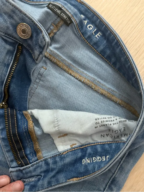 American Eagle Outfitters Medium Blue Ripped Skinny Jeans - Image 2