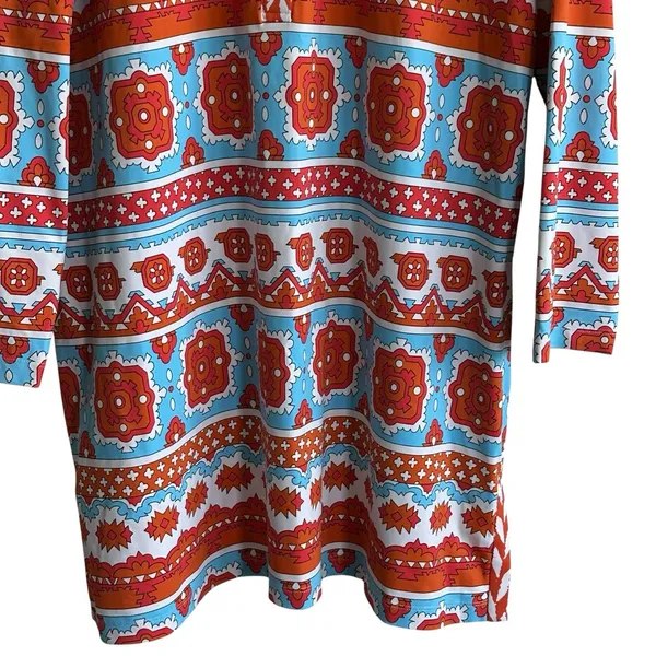 J. McLaughlin For Dillards Mini Dress XL Geo Print Long Sleeves Colorful Tunic - Image 6