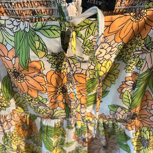 J. Crew Orange and Green Puff Sleeve Peplum Blouse | Size 4 - New - Image 5