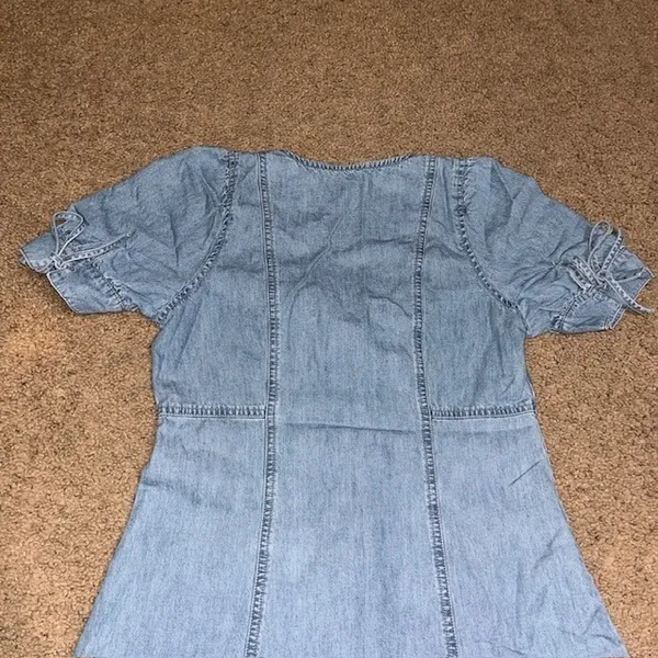Madewell Tencel Denim Button-Front Tie-Sleeve‎ Mini Dress Brannon Blue 2 - Image 6