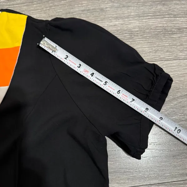 Social Collision Women‎ Small Candy Corn Collar Heart Button Blouse Black Witchy - Image 10