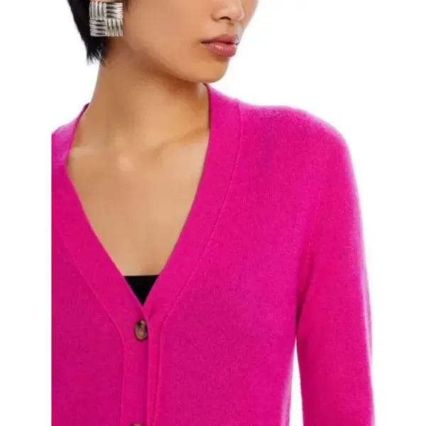 C by Bloomingdale's Cashmere Cardigan Women XS Pink V-Neck Button Front V9702 - Image 8