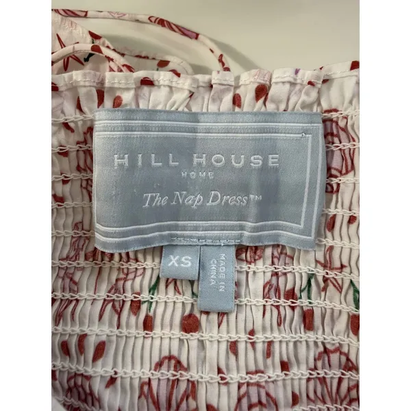 Hill House Home Mermaid Nap Dress Pink Red‎ Seashell Smocked Puff Sleeve Boho XS - Image 4