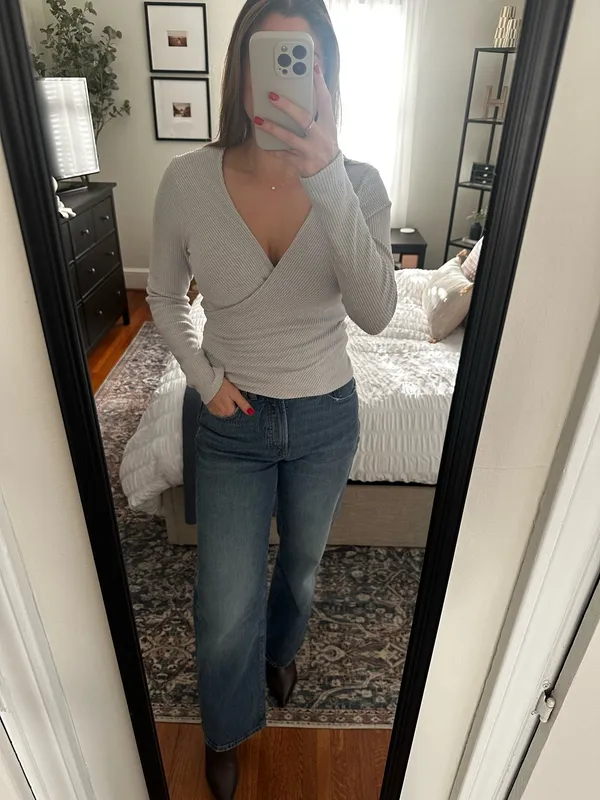 Grey Wrap Sweater Express - Image 3