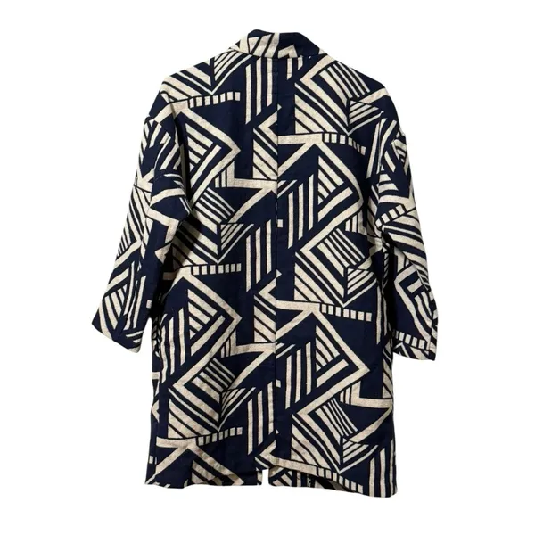 Old Navy Women Long Jacket Open Front Aztec Southwestern Country Size Small Blue - Image 2
