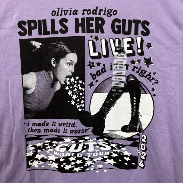 Olivia Rodrigo Spills Her Guts Live Purple T-Shirt XL - Image 2