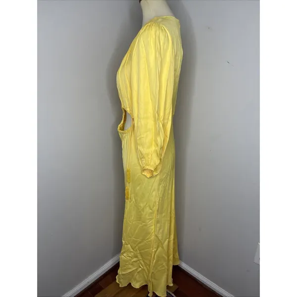 New Farm Rio Yellow Cutout Piped Ring Midi Dress Small - Image 3