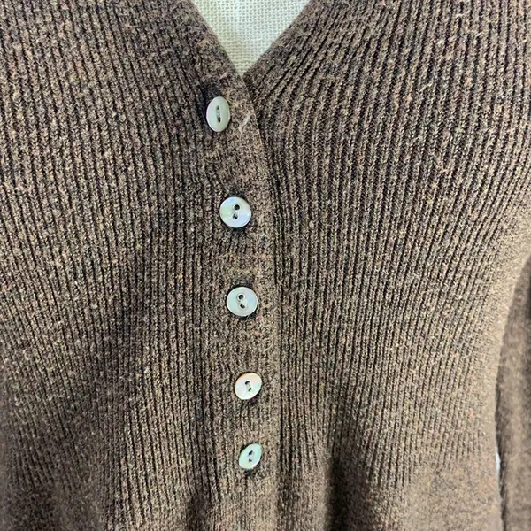 Sarah Spencer Wool Blend Brown V Neck Cardigan Sweater Size Large - Image 4
