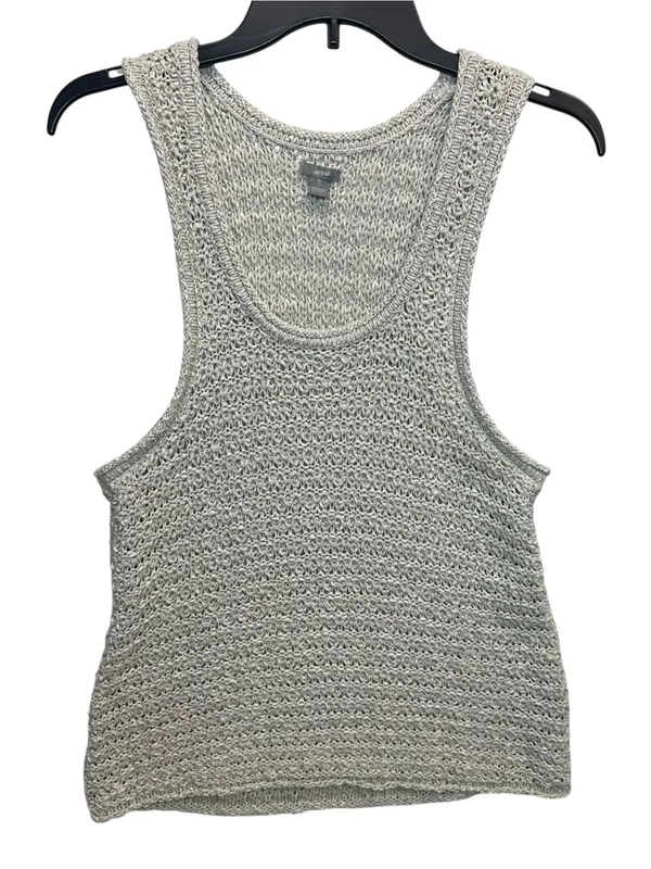 Aerie Gray Open Knit Sweater Tank Top Size XL Sleeveless Scoop Neck - Image 3