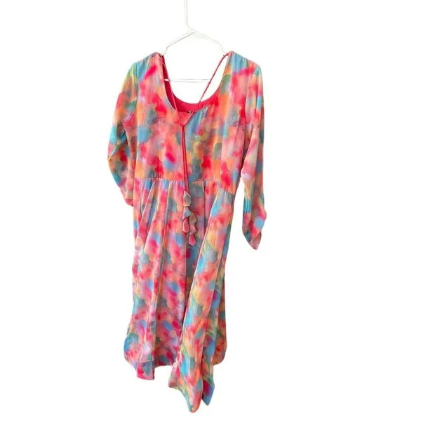 Boutique size L chiffon bright water colors fit n flare dress. - Image 2