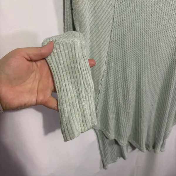 Free People Ventura Waffle Knit Light Blue Scoop Neck Tunic Women’s Medium M - Image 5