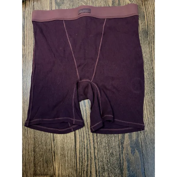 SKIMS Cotton Rib Boxer 3-Pack Womens Sz S Pink Burgundy Brown NEW - Image 6