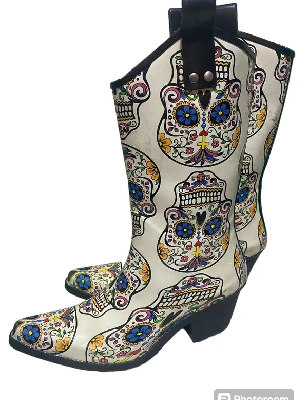 Blazin Roxx Sugar Skull Cowgirl Boots women size 8 Día de Los Muertos Talavera - Image 4