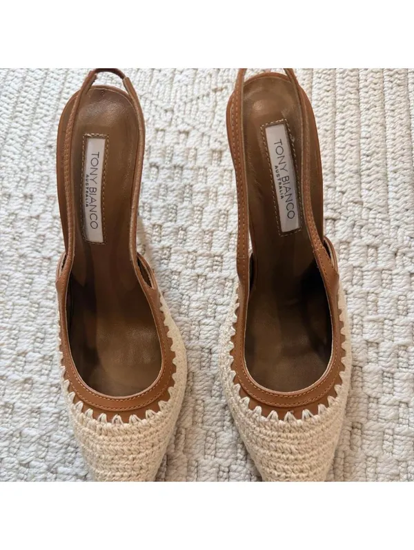Tony Bianco Athena Natural Crochet/Tan Pumps - Image 4