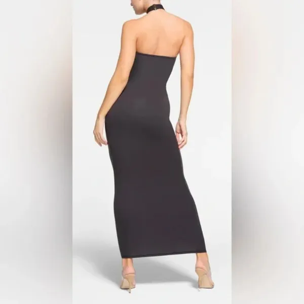 Skims Fits Everybody Wrap Long Slip Dress - Onyx Size Small NWT Authentic - Image 3