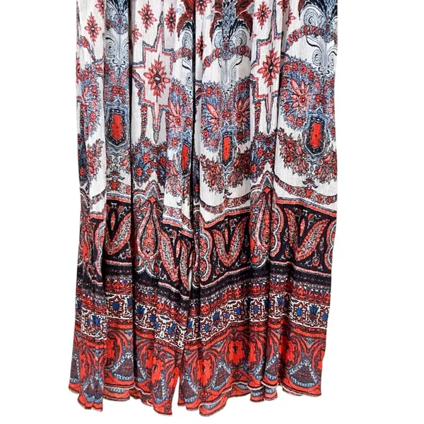 Free People Boho Gold Dust Printed Wide Leg High Waist Flowy Pants - Image 4