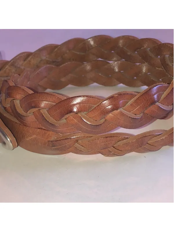 Braided Brown Leather Size Medium Merona Belt - Image 5