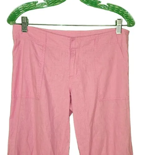 Lilly Pulitzer Womens Pink‎ Linen Blend Roll Up Pants XS - Image 3