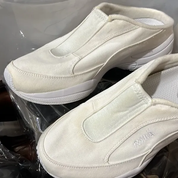 Ryka Ivory/Cream & White Round Toe SlipOn Comfort Walk Nitracel Mule Sneakers-7W - Image 8
