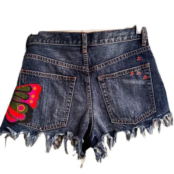 Free People Denim Butterfly Shorts Size 26‎ - Image 3
