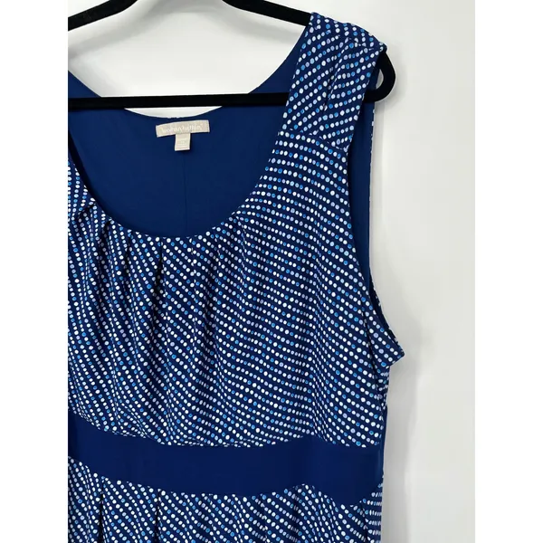 Woman‎ Within Maxi Dress Women Size 2X Blue Stretch Modern Polka Dot Sleeveless - Image 4