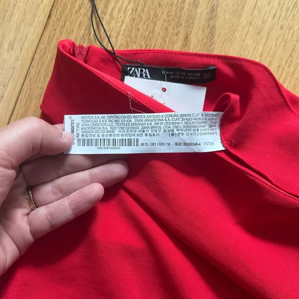 Zara Red Ruffle Midi Skirt M Medium NWT Ruched Draped High Waist Elegant Holiday - Image 6