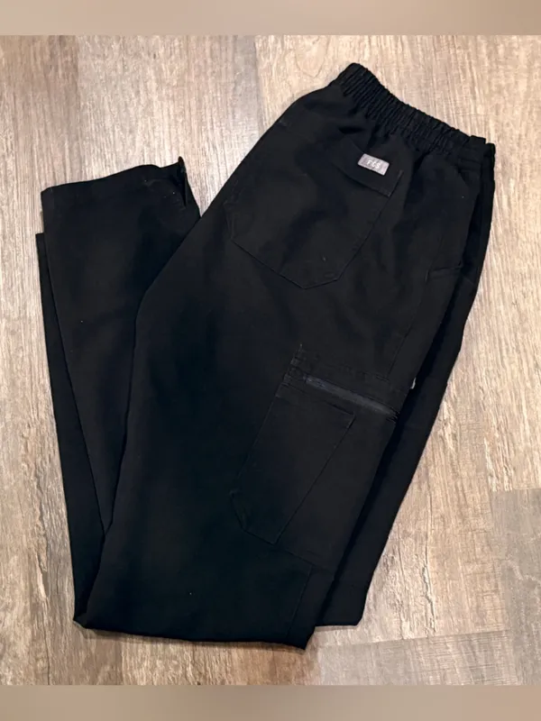 Figs Black Elastic-Waist Cargo Jogger Scrub Pants - Image 3