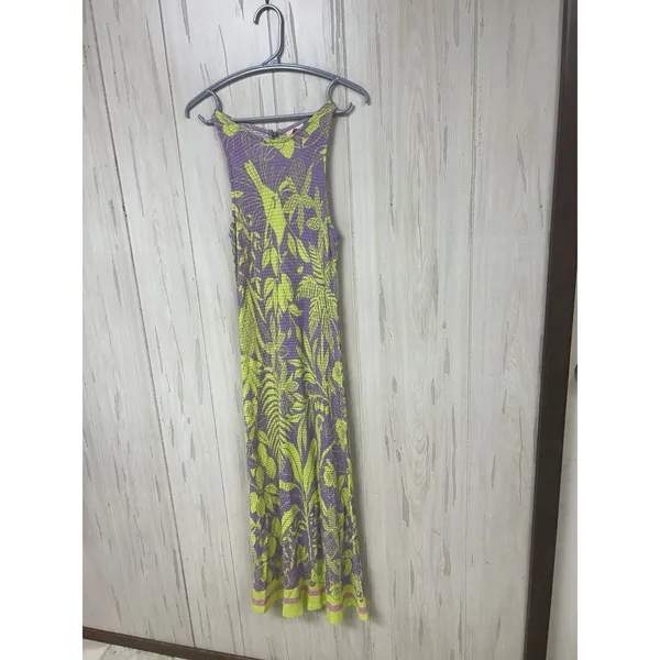 HTF Anthropologie x FARM Rio Knit Midi Dress Size Small Purple Motif - Image 2