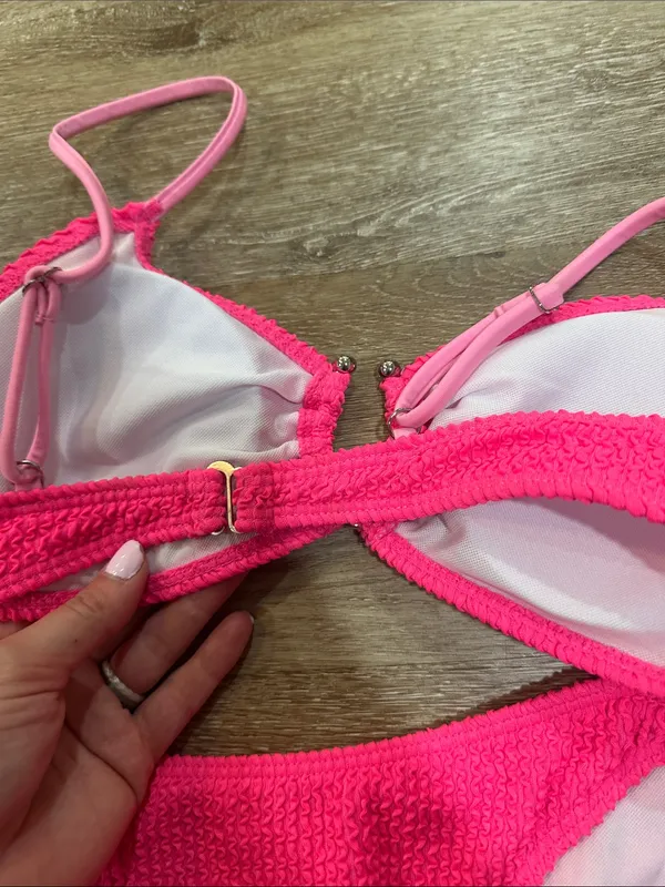Women’s ' Textured Hot Pink Tie-Side Bikini - Swim - Image 2