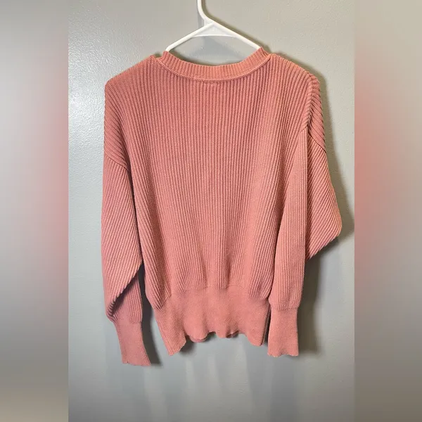 Free People‎ Women's Pink Peach Allure Pullover V-neck Sweater Size Small - Image 3