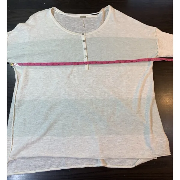 Free People Beach Boho Colorblock‎ Linen Blend Sweater Women XS Oversized Resort - Image 9