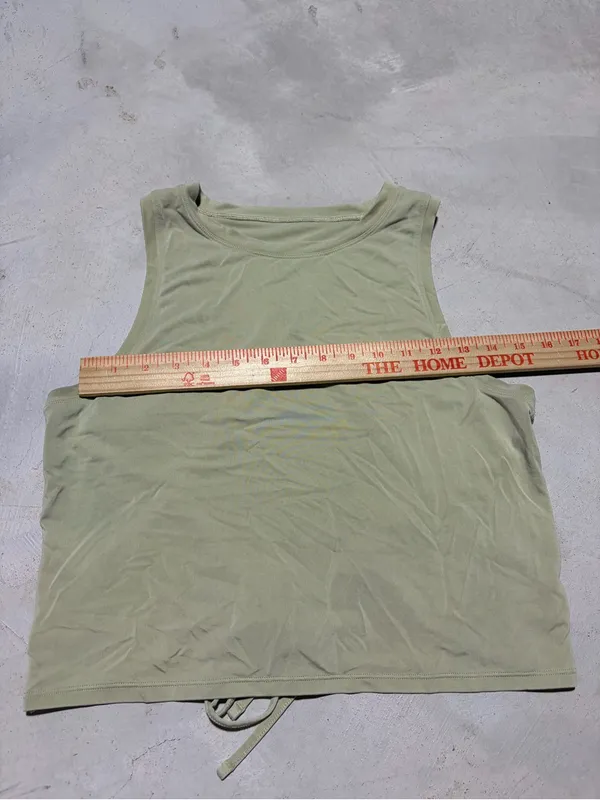 Lululemon Women’s Olive Green open-tie back Crop Tank Top - Image 3