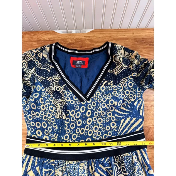 Maeve Anthropologie Sporty Chevron Dress Mixed Print Kantha Fit Flare Dress 8 - Image 9