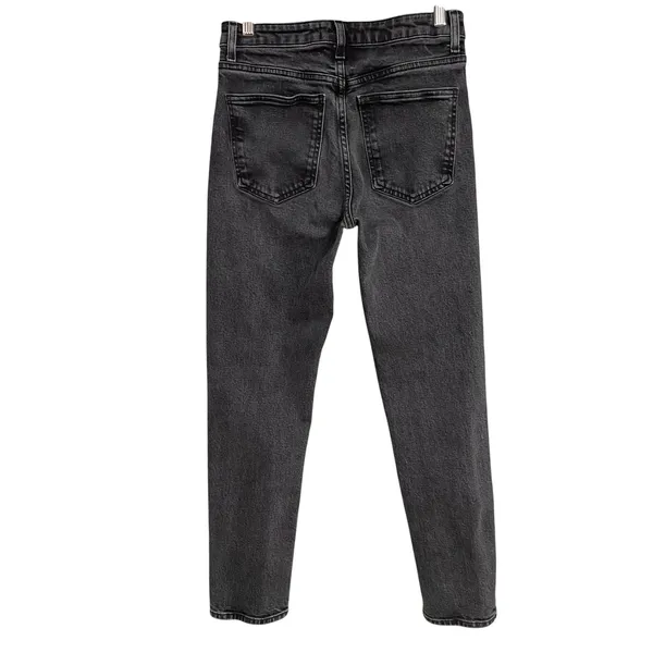 Zara Jeans Women Faded Black Size 4 High‎ Rise Denim Straight Slim Fit Classic - Image 2