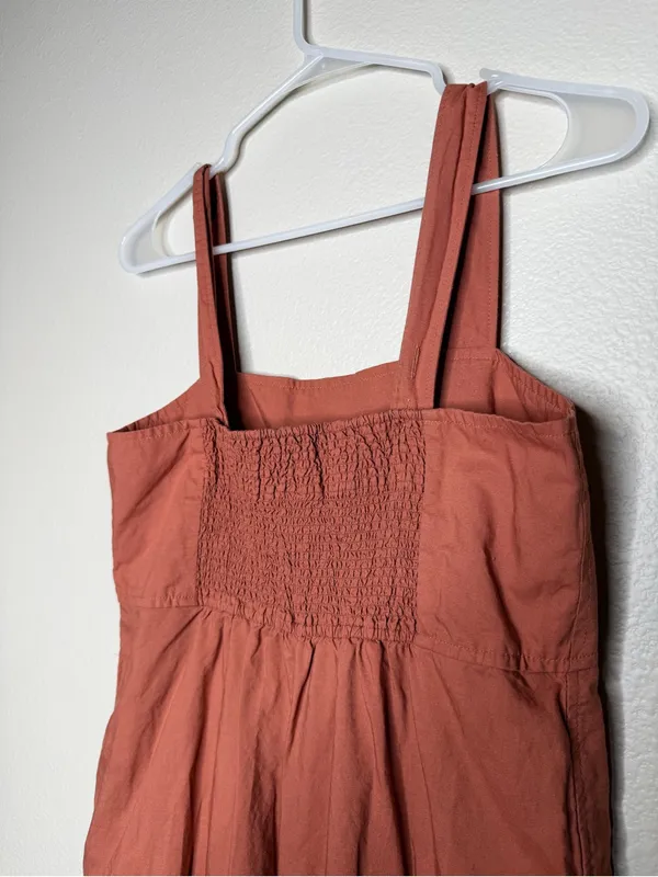 UNIQLO Terracotta Linen Blend Wide Leg Jumpsuit Square Neck Minimalist Small - Image 7