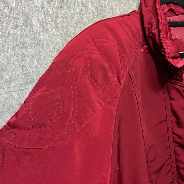 Vintage 90s Basic‎ Editions Winter Coat Puffer Quilted Lined Button Up Red Large - Image 8