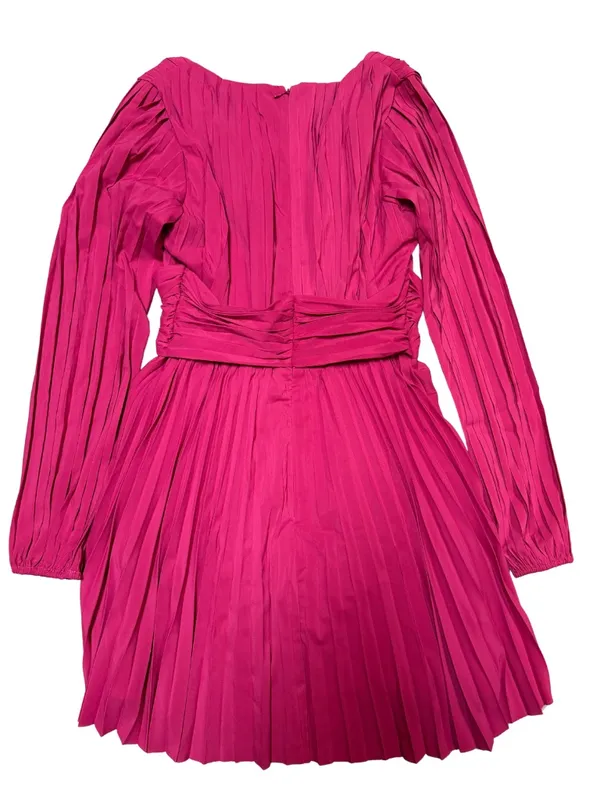 NWT Anthropologie Aureta Pleated Long-Sleeve V-Neck Dress – Raspberry – Small - Image 3