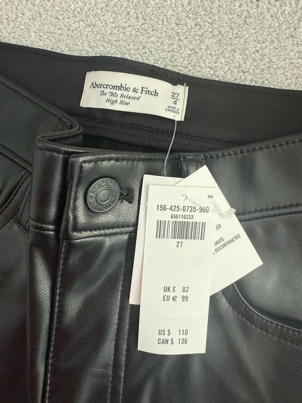 Abercrombie 90s Relaxed High-Rise Leather Pants - Image 2