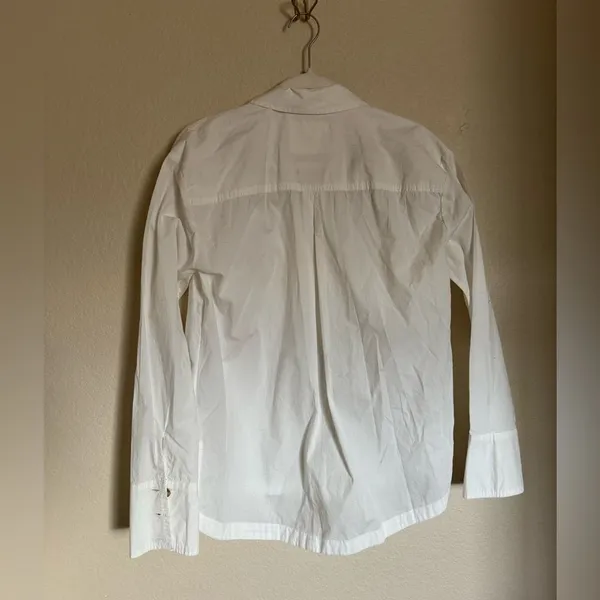 Anthropologie Maeve White Pop Over Henley Blouse‎ Sz Small Oversized - Image 7