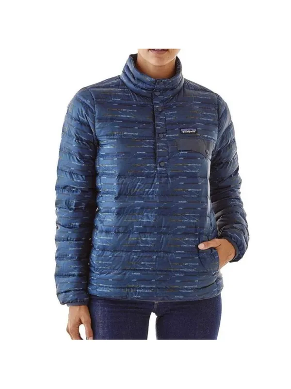 Women's Patagonia Down Snap-T Pullover Size S blue - Image 2