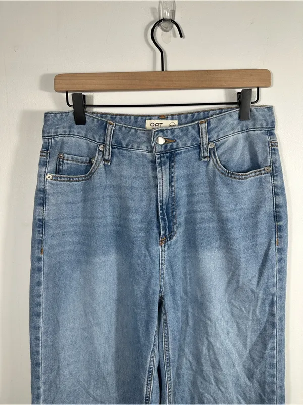 OAT New York Cloud Luxe Denim Wide Leg Jeans Light Wash‎ High Rise Women’s 6/28 - Image 4