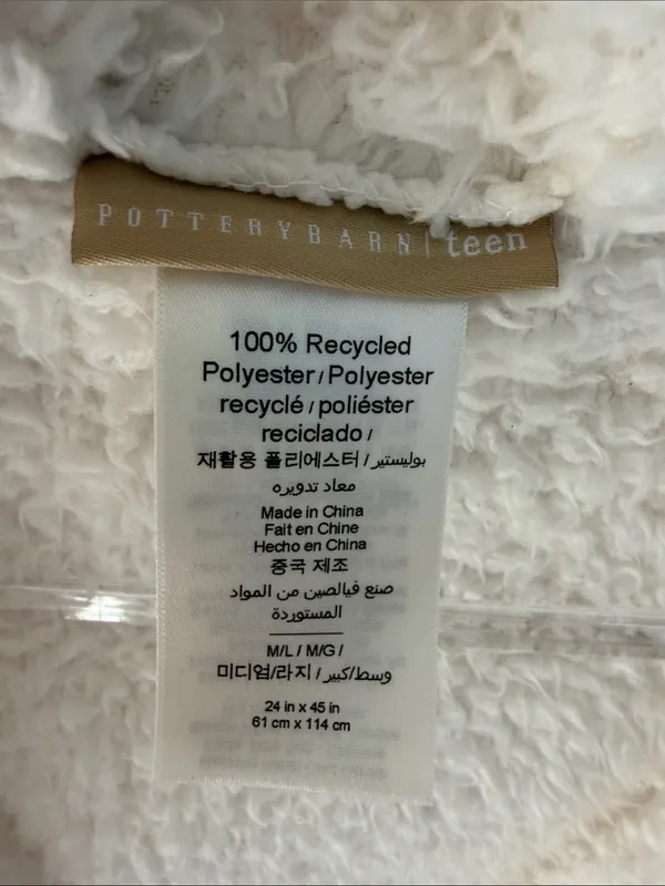 Pottery Barn Teen Ivory Sherpa Bath Robe with Hood Size M/L - Image 2