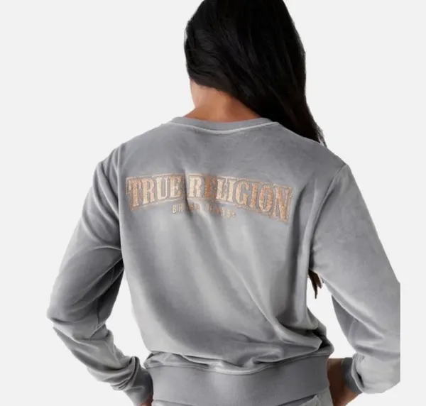 True Religion Glitter Velour Pullover Sweatshirt - Image 2