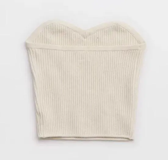 NWOT Aerie Pearl Ribbed Sweater Tube Top - Heather Frost - XL - Image 7