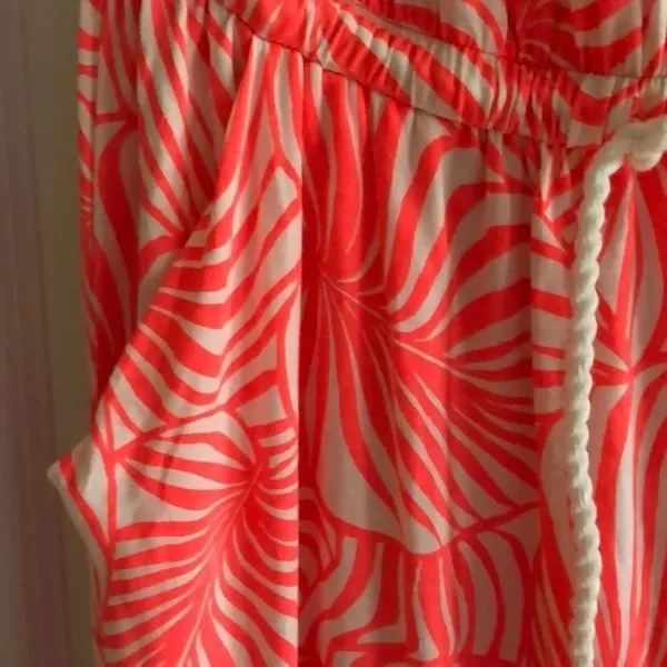 GAP Strapless Neon Pink Leaf Pattern Maxi Dress Size XS - Image 4