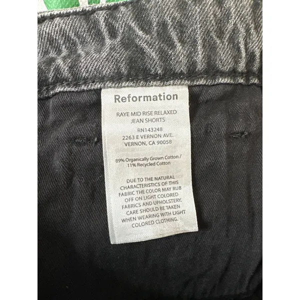 Reformation High Waisted Cut-off Denim Shorts Washed Black Womans 24 - Image 9